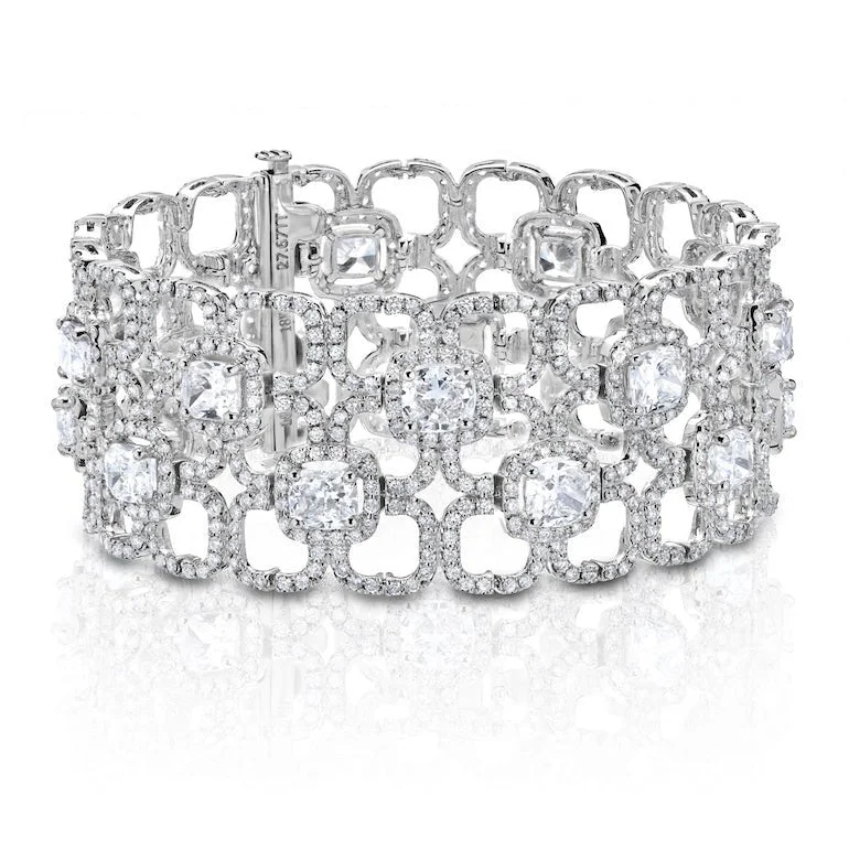 stylish bangles for women -Diamond Cluster Bracelet Cuff, 27.67 CT