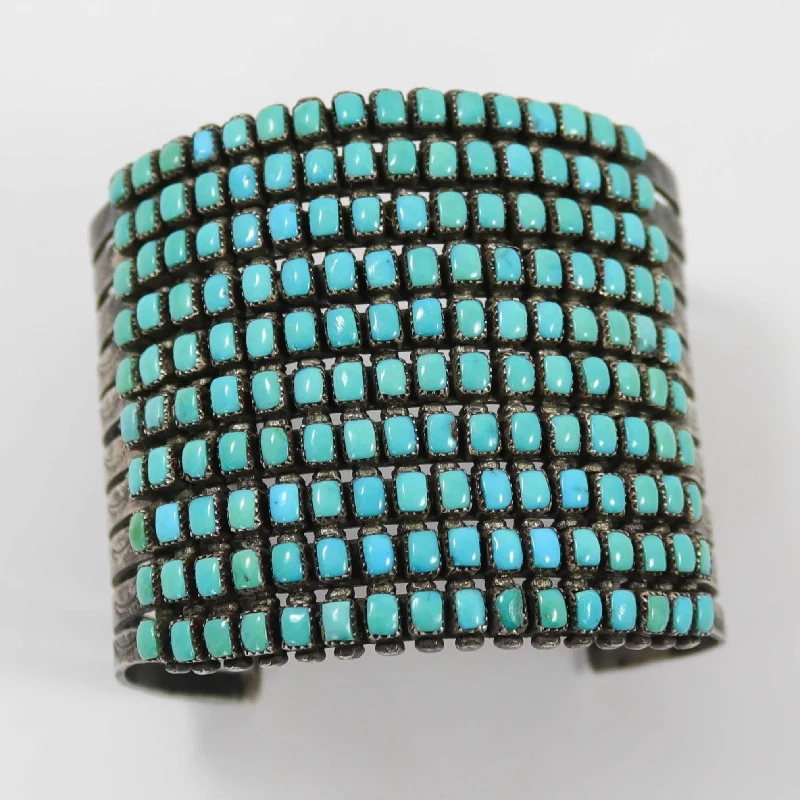 silver bangles for women -1940s Turquoise Row Bracelet