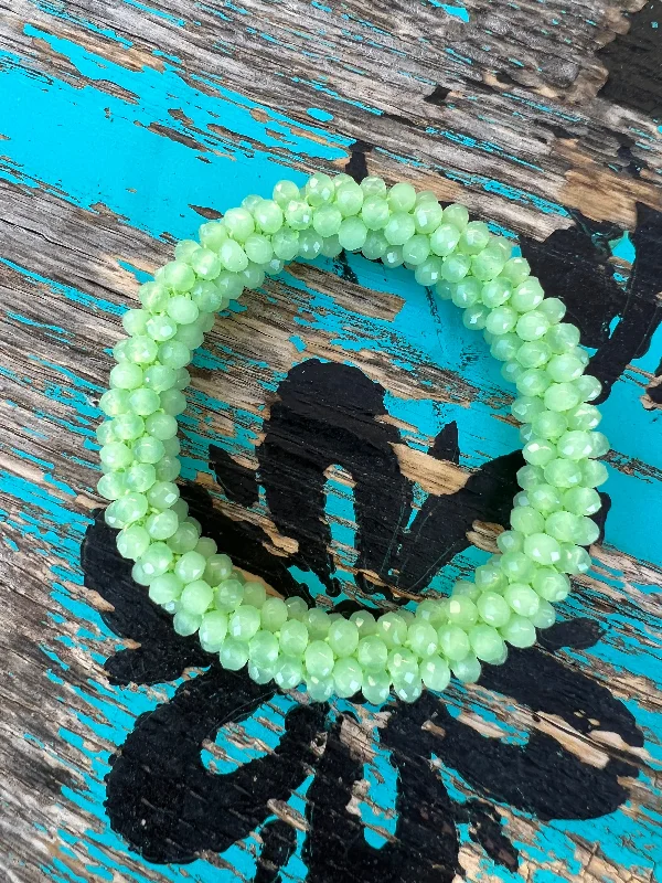 women’s beaded bracelets -Mint Green Beaded Stretchy Bracelet