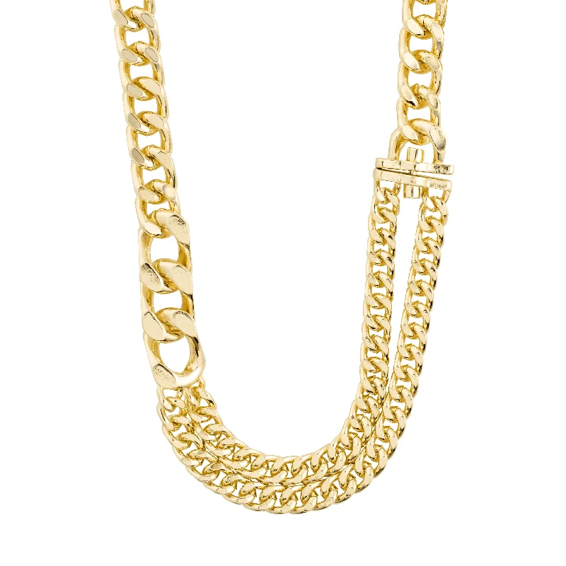 women’s oval pendant necklaces -FRIENDS chunky curb chain necklace gold-plated