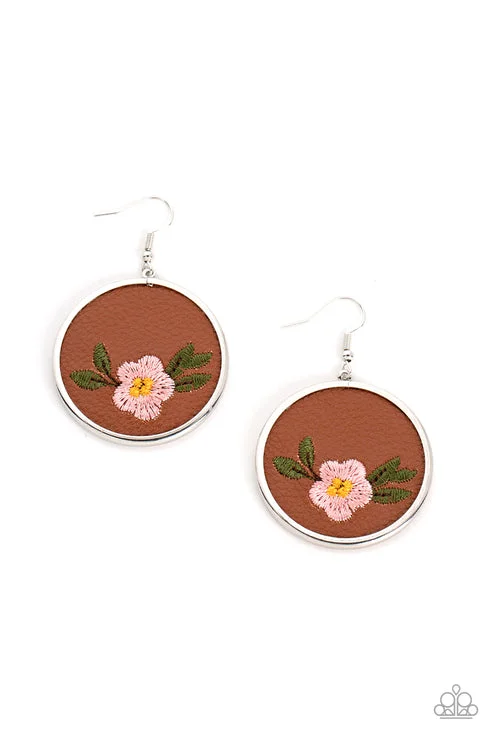 women’s emerald earrings -Prairie Patchwork Pink Earring