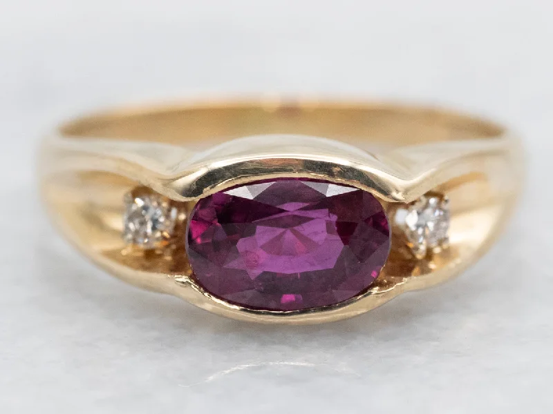 women’s romantic engagement rings -East to West Pink Sapphire and Diamond Ring