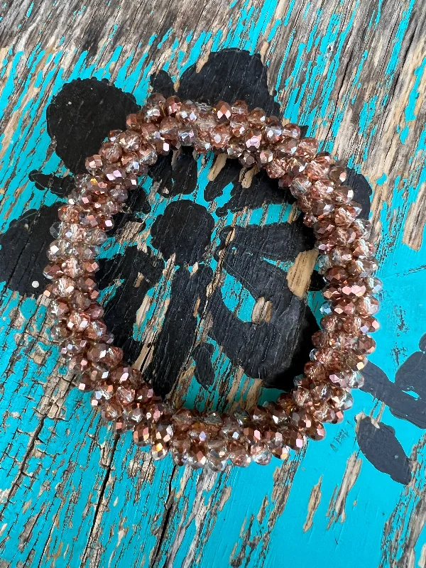 chic bracelets for women -Bronze Beaded Stretchy Bracelet