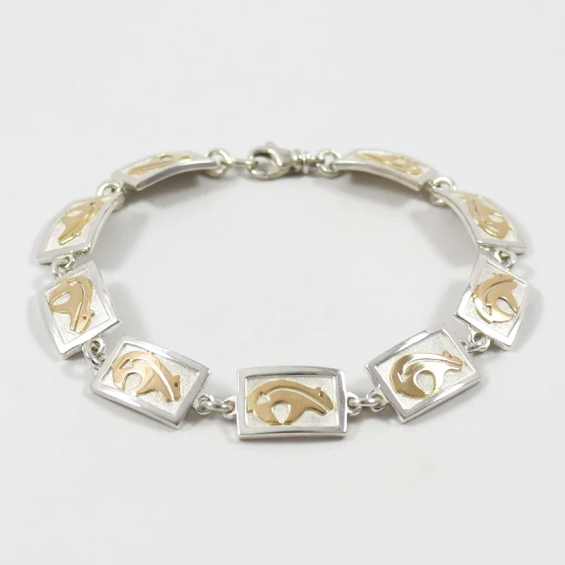 dainty bracelets for women -Gold and Silver Bear Bracelet