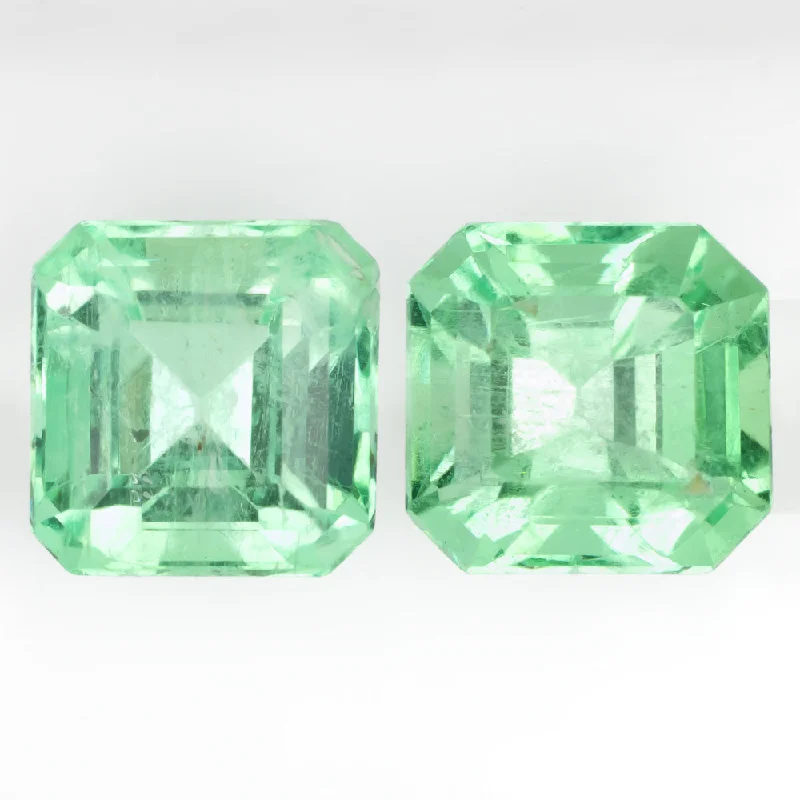 women’s infinity wedding bands -4.23ct EMERALD PAIR STUD DROP EARRINGS ASSCHER CUT SQUARE LOOSE NATURAL PASTEL