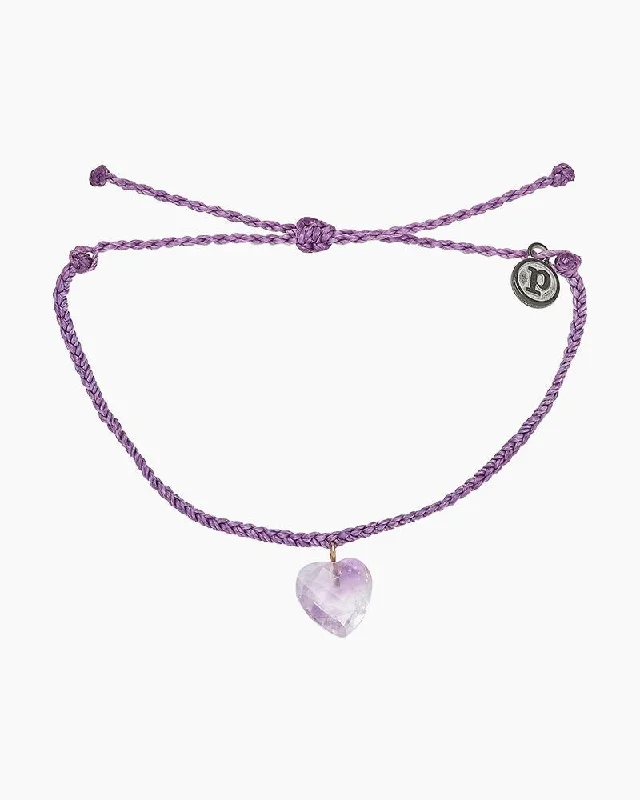 designer bangles for women -PuraVida, Stone Heart Charm Bracelet, Light Purple