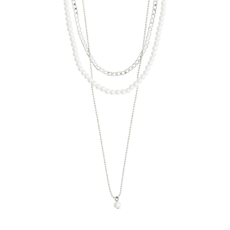 women’s black diamond necklaces -BAKER necklace 3-in-1 set silver-plated