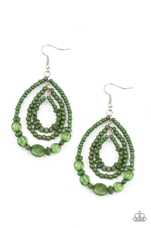 women’s bold stud earrings -Prana Party Green Earring