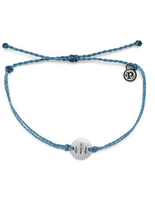 trendy charm bracelets for women -PuraVida Wander Silver Bracelet, Dusty Blue