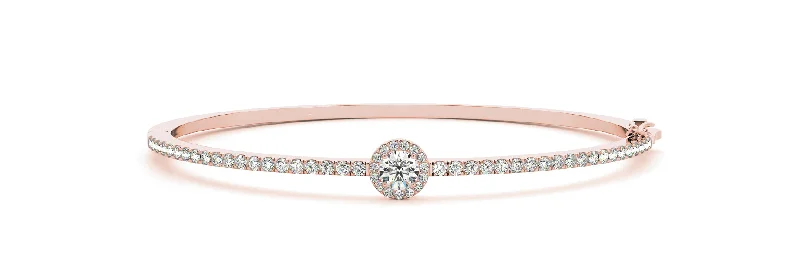 women’s gold-plated bangles -14kt Rose Gold Diamond Halo Bangle (1 3/4 ctw)