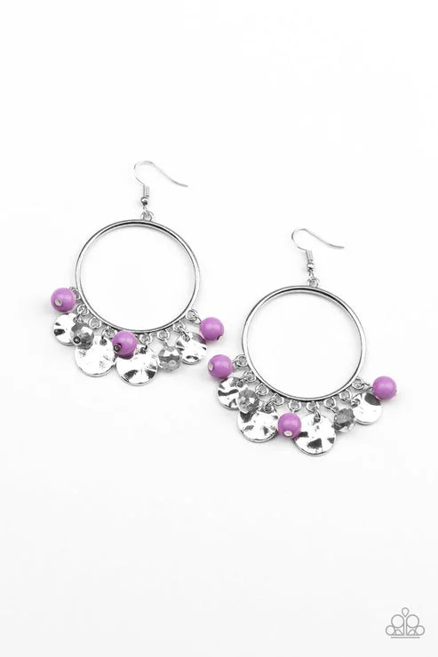 women’s sparkly earrings -Chroma Chimes Purple Earring