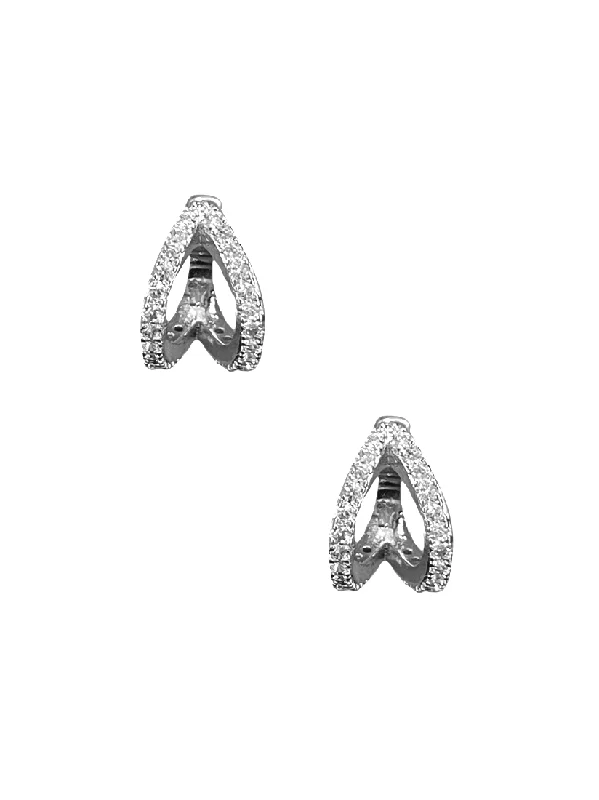 women’s mixed metal earrings -Split Huggies - Silver