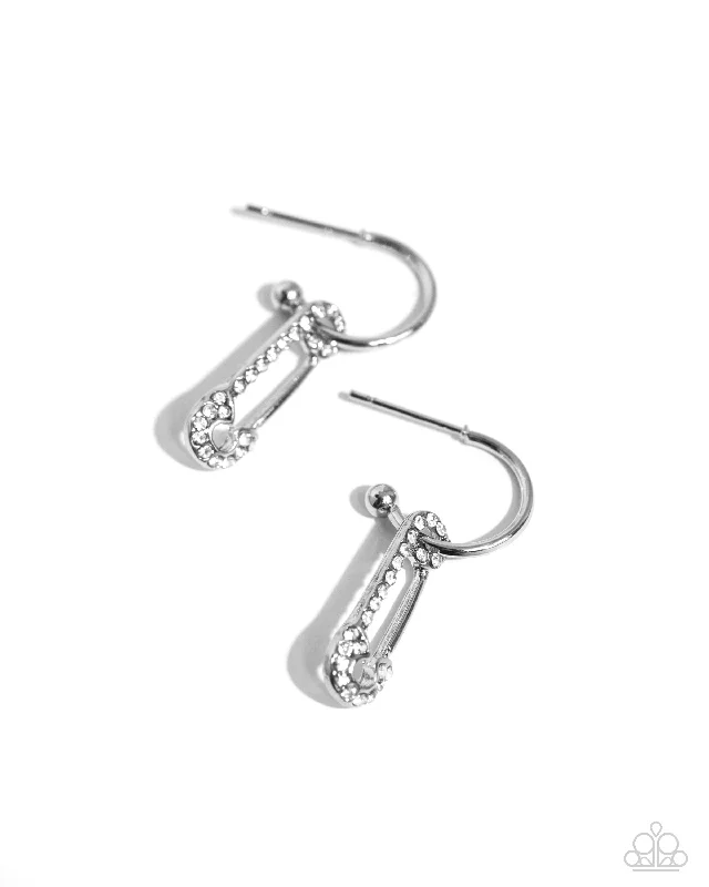 women’s diamond earrings -Safety Pin Sentiment - White