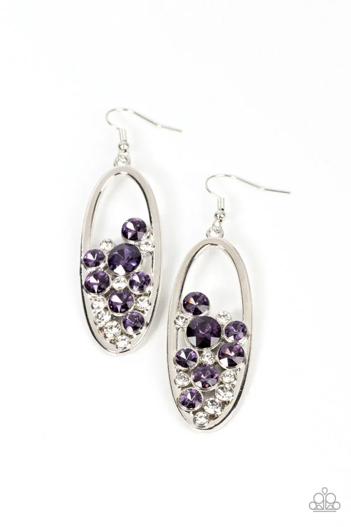 women’s trendy gold earrings -Prismatic Poker Face Purple Earring