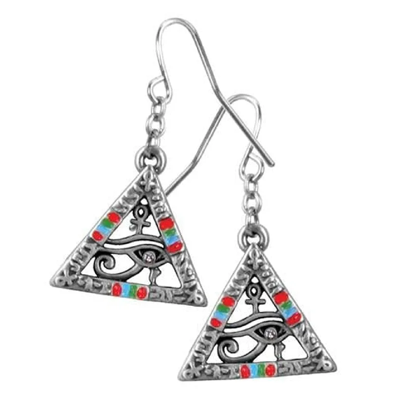 silver earrings for women -Pyramid Wedjat Earrings