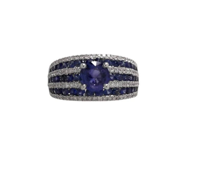 women’s wedding engagement ring bands -Sapphire and Diamond Ring