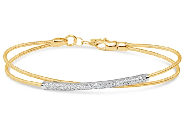 women’s gemstone bangles -18kt Yellow Gold Diamond Tubogas Bangle Bracelet (.20 ctw)