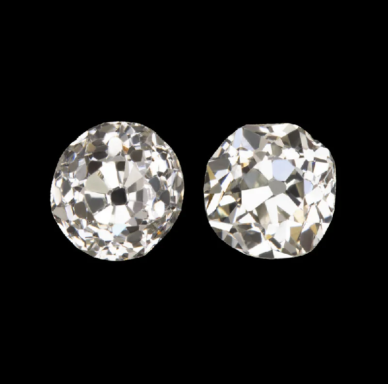 women’s gold promise rings -0.67ct OLD MINE CUT DIAMOND STUD EARRINGS I VS ANTIQUE PAIR LOOSE NATURAL 2/3ct