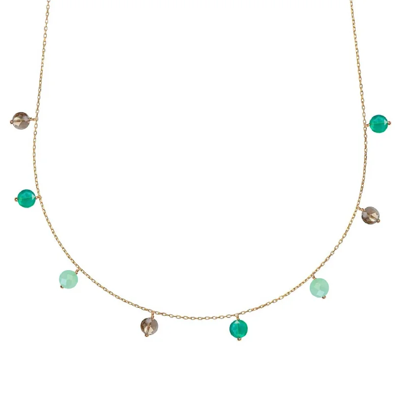 diamond necklaces for women -Pop Galaxy Necklace Agate, Chrysoprase, Smoky Quartz - 18k Gold