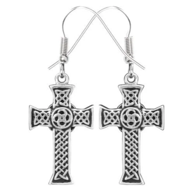 women’s layered earrings -Celtic Cross Stainless Steel Earrings