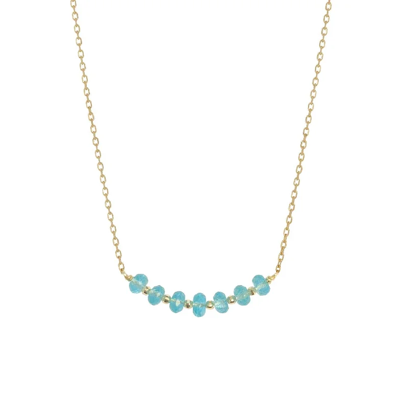 women’s chakra necklaces -Gold Bar Gem Necklace Apatite - 18k Gold