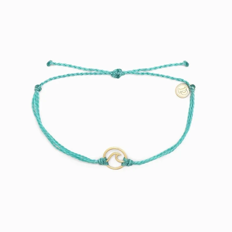 women’s party bangles -PuraVida, Gold Wave Bracelet, Pacific Blue