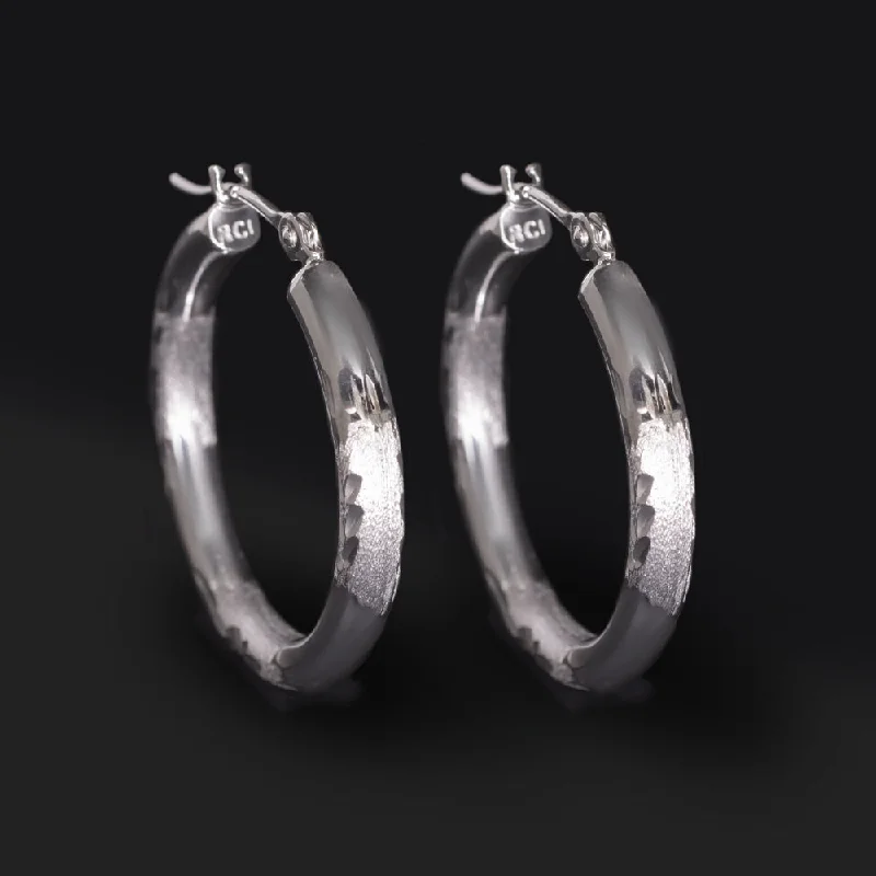 women’s diamond cocktail rings -10k WHITE GOLD VINTAGE HOOP EARRINGS MINIMALIST BRUSH FINISH FLORAL HUGGIE SMALL