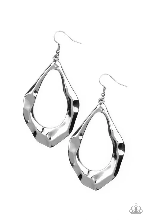 women’s teardrop earrings -Industrial Imperfection Black Earring