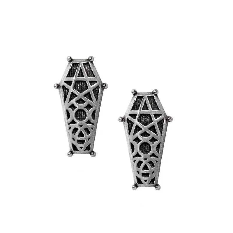 women’s gold hoop earrings -Hex Coffin Stud Earrings