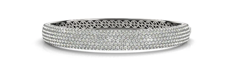 casual bangles for women -14kt White Gold Diamond Pavé Bangle (6 3/4 ctw)