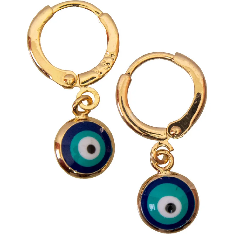 women’s gold chandelier earrings -Copper Evil Eye Protection Earrings - Blue