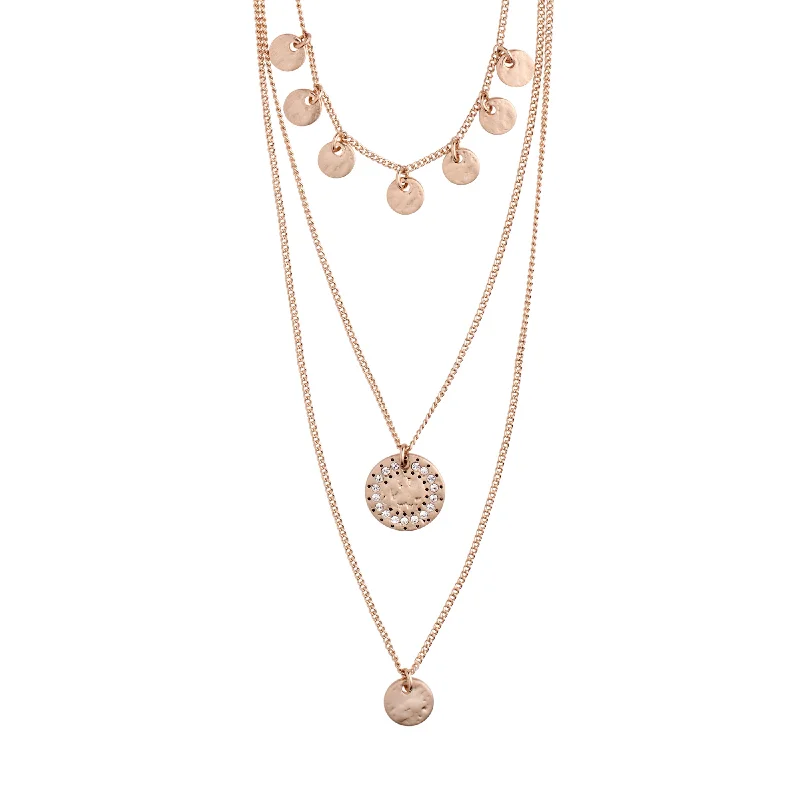 women’s engraved necklaces -ARDEN 3-in-1  crystal necklace rosegold-plated