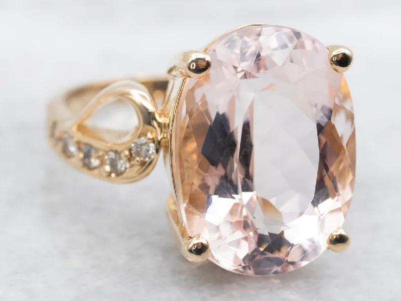 women’s sparkling engagement rings -Morganite and Diamond Ring