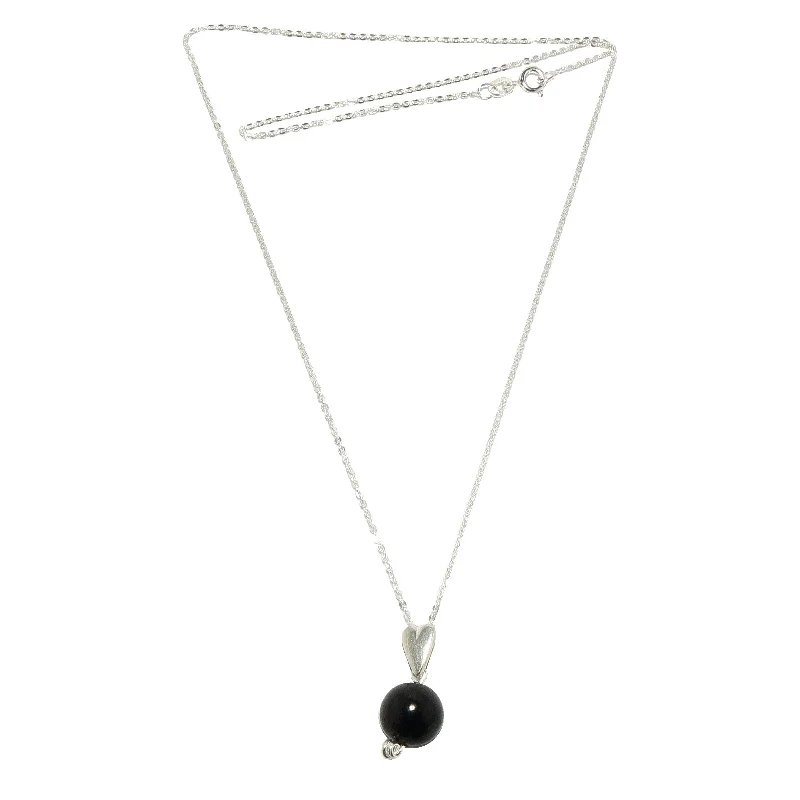 women’s pearl pendant necklaces -Jet Necklace Sweetheart Stone Black Sterling Silver