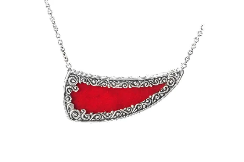 women’s simple chain necklaces -Crescent Moon Pendant- Coral