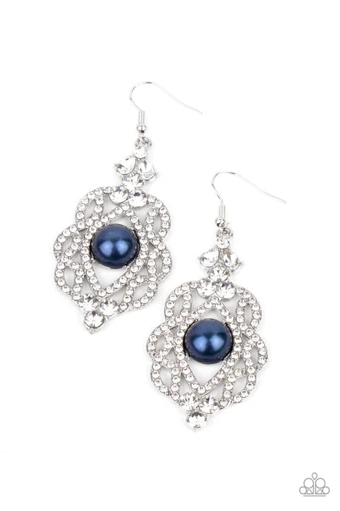 women’s vintage gemstone earrings -Rhinestone Renaissance Blue Earring