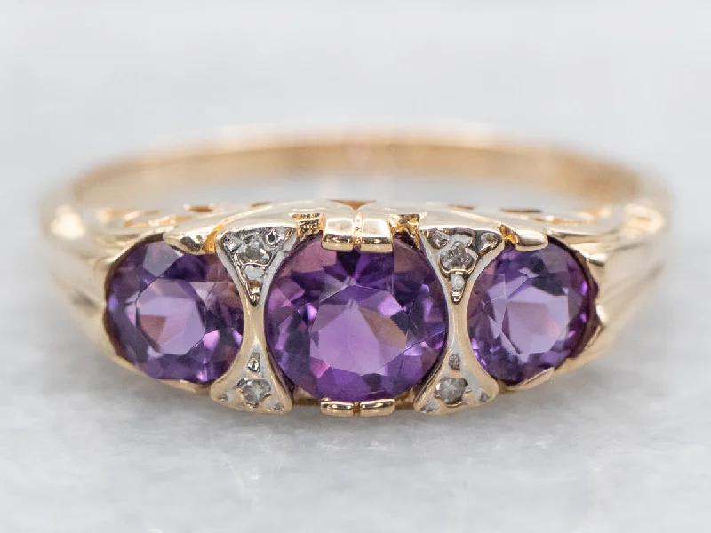 women’s square-cut engagement rings -Victorian Style Amethyst and Diamond Ring