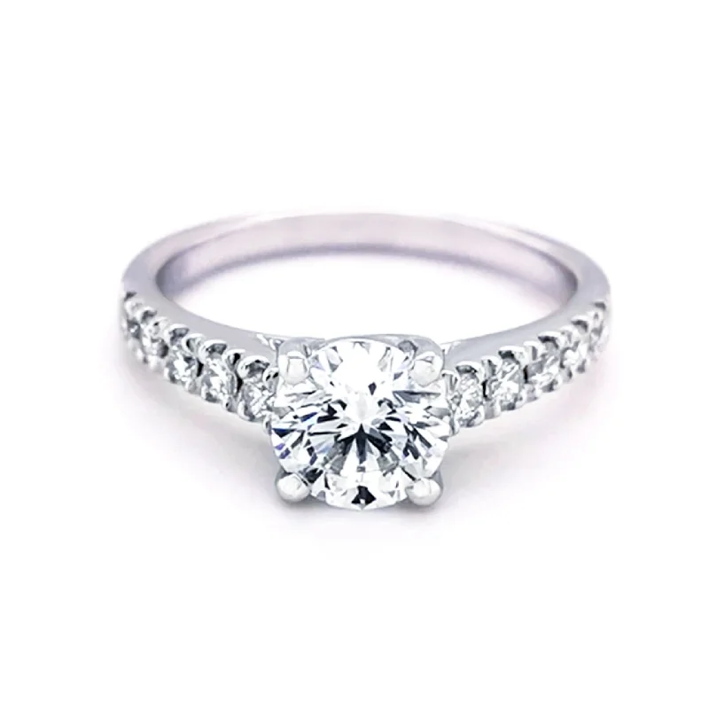 women’s custom gemstone engagement rings -18ct White Gold Round Brilliant Cut 1.29ct Diamond Ring