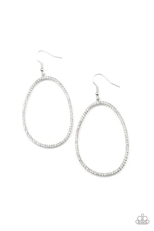 women’s geometric hoop earrings -OVAL-ruled! White Earring