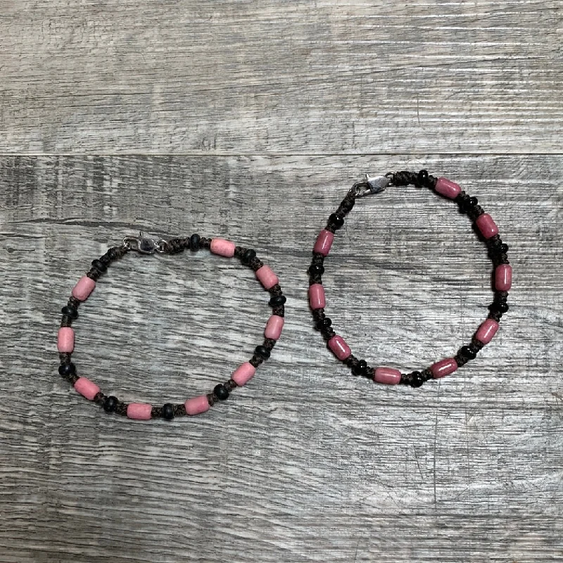 designer charm bracelets for women -Rhodonite and black jade bracelet