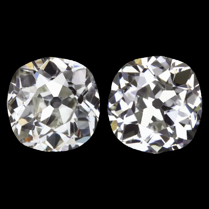 women’s chunky rings -2.55ct OLD MINE CUT DIAMOND STUD EARRINGS J VS ANTIQUE PAIR CUSHION SHAPE 2.5ct