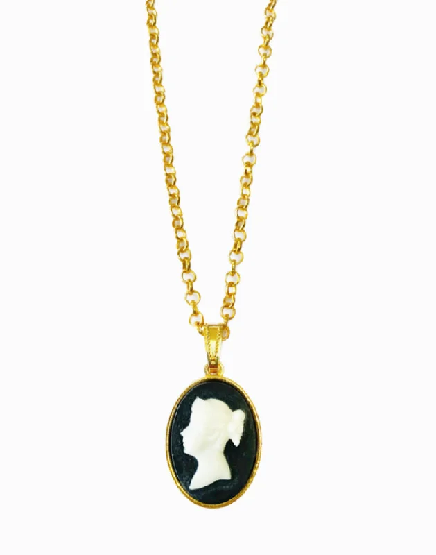 custom necklaces for women -Cameo Vintage Style Drop Pendant Necklace