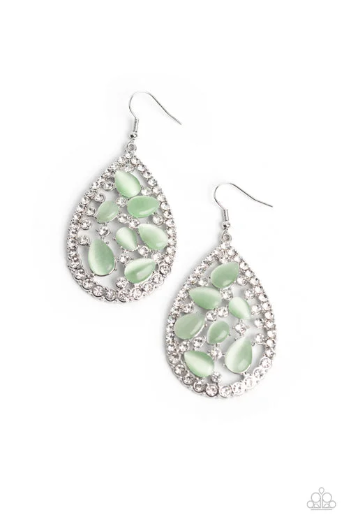 women’s ear jackets -Cat's Eye Class Green Earring