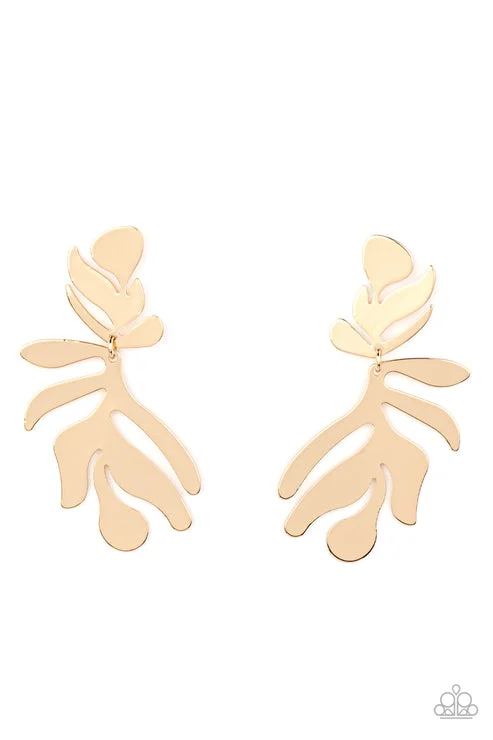 women’s heart-shaped earrings -Palm Picnic Gold Post Earring