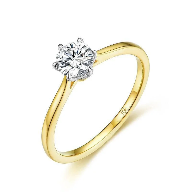 women’s engagement rings -Solid 14k Yellow Gold Solitaire Diamond Ring