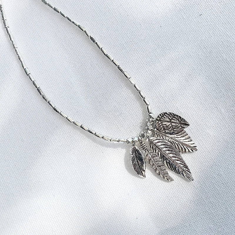 women’s statement necklaces -FIVE FEATHERS NECKLACE