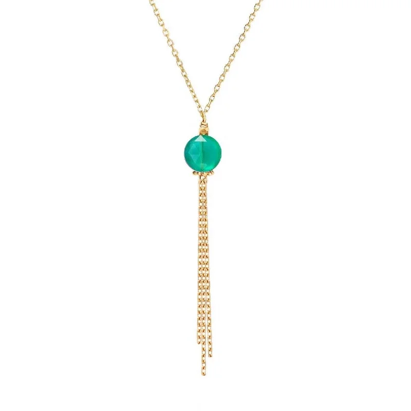 women’s layered necklaces -Medusa Necklace Green Agate - 18k Gold