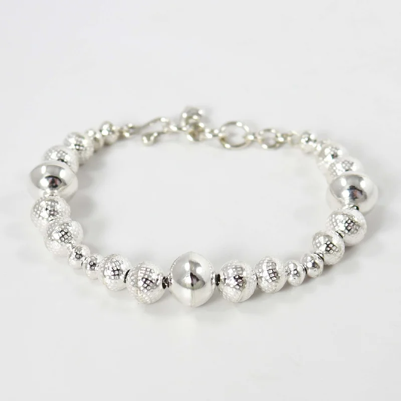 minimalist bangles for women -Silver Bead Bracelet