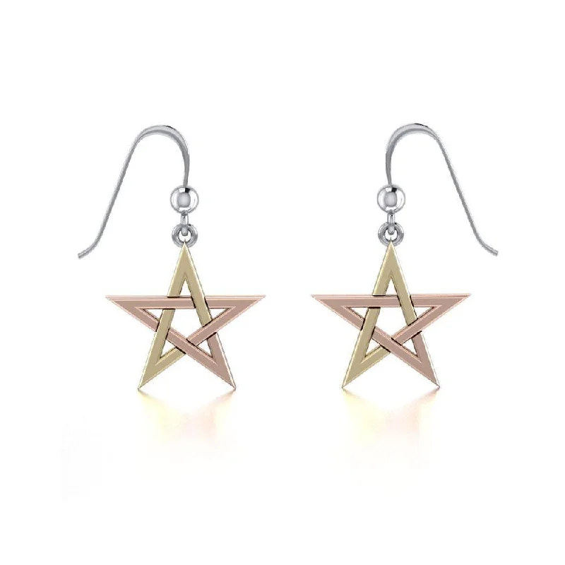 women’s ear jackets -Pentagram Three Tone Earrings OTE1171