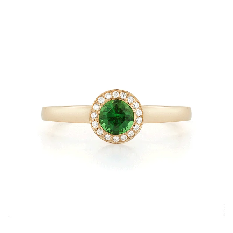 women’s diamond halo engagement rings -Steller Tsavorite and Diamond Ring